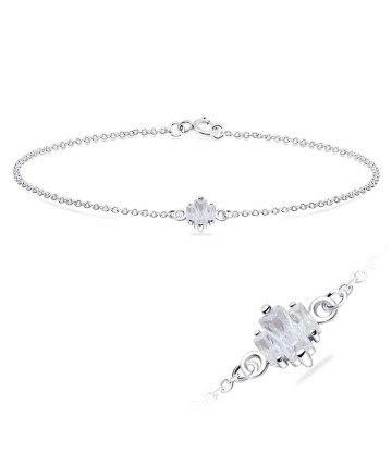 Lovely CZ Crystal Silver Bracelet BRS-1102